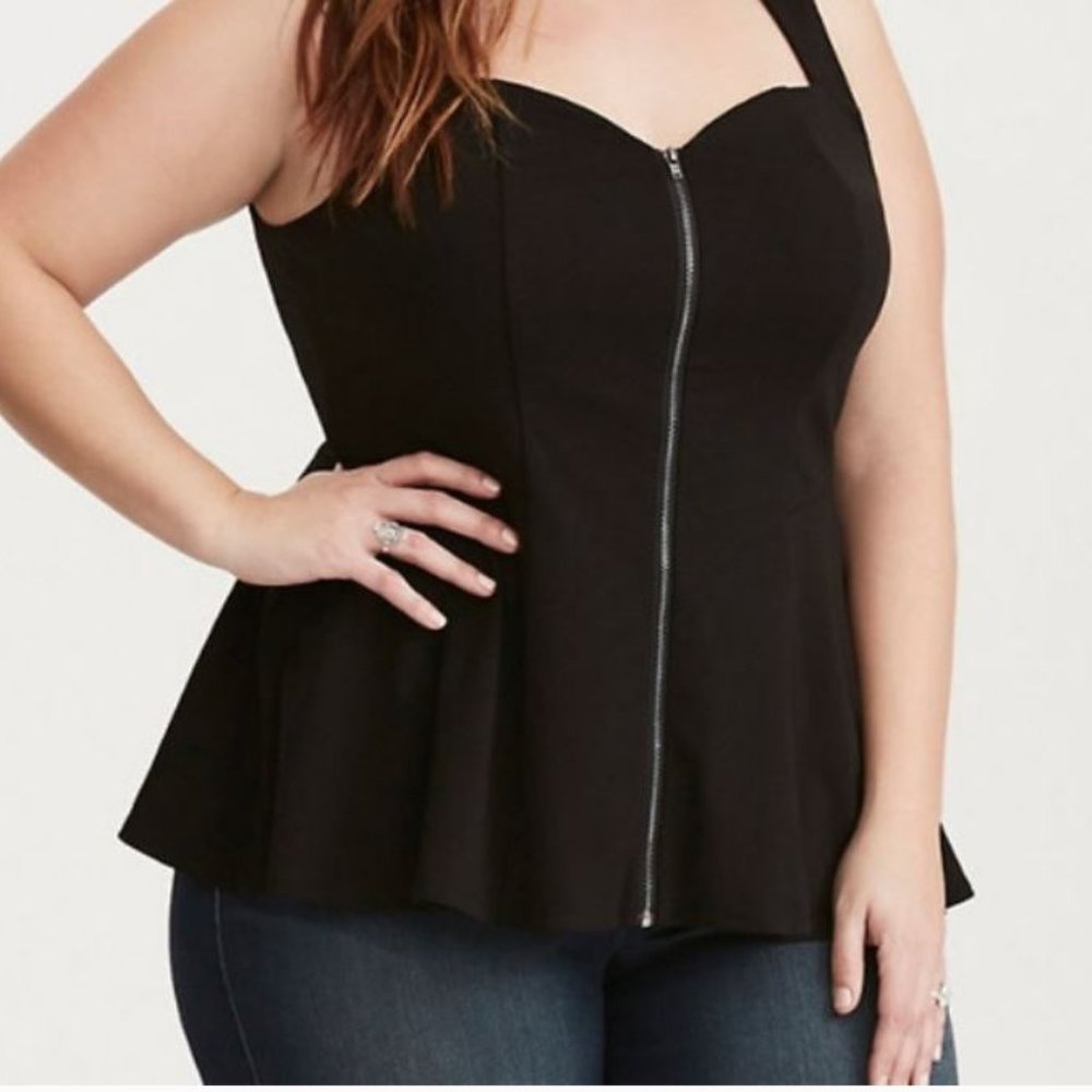 Torrid Zip Front, Lace Peplum Top, Sz 1 - EEUC!